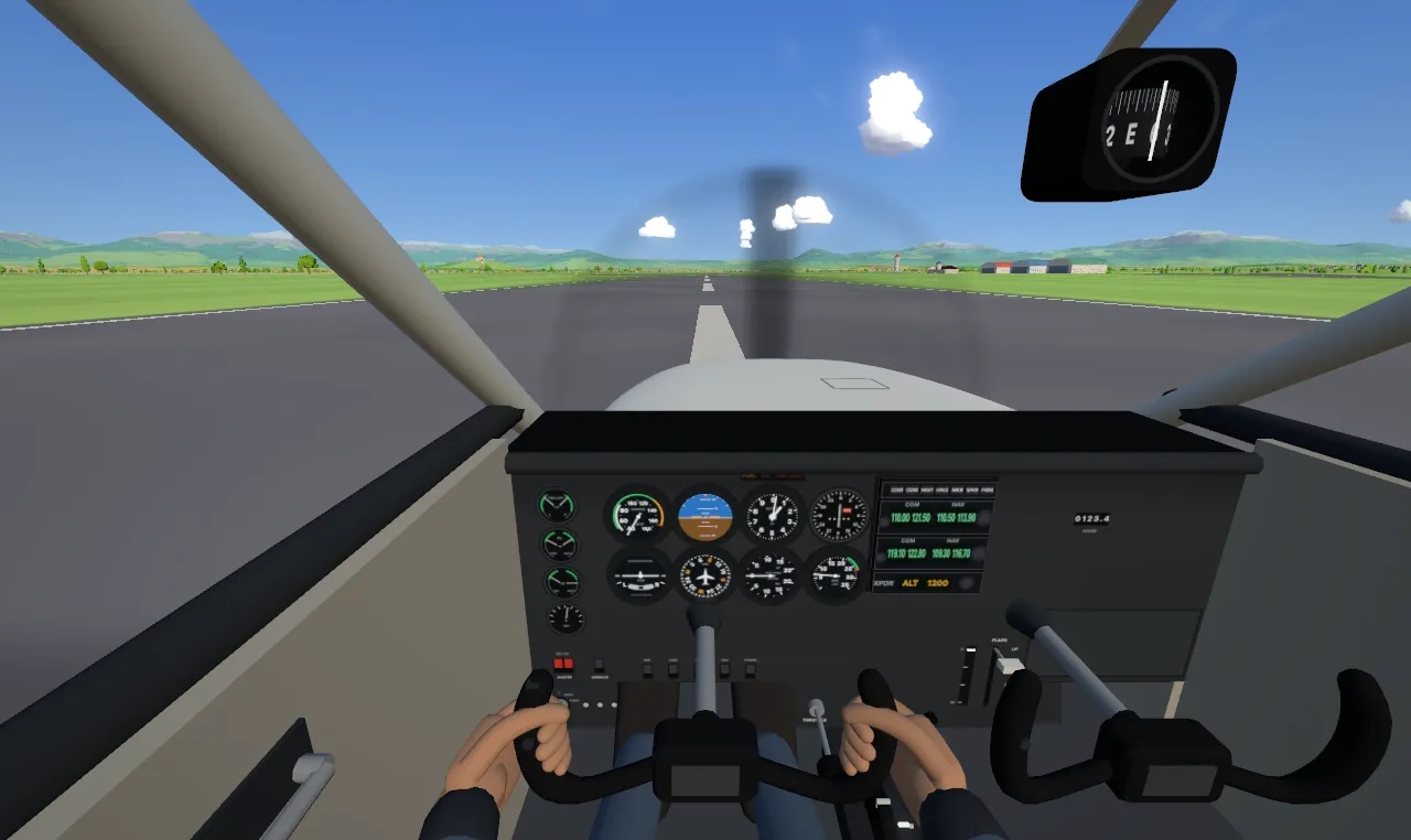 AeroFox: the high-wing trainer's cockpit on the runway